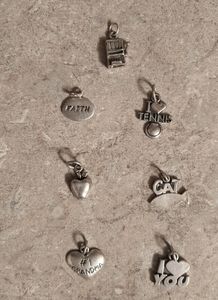 Sterling silver charms, 7,  various sizes, not sold separately, lot 4